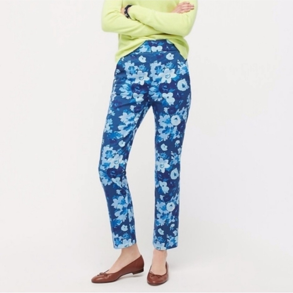 j Crew Floral Blue Women's Remi Pants 2 tall